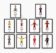 c罗梅西(罗梅西)足球，明星体育海报装饰画有框画挂画足球卡通画儿童房挂画