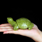 天然玉石雕刻长寿龟玉雕可爱小乌龟玉雕手把，件玉器鱼缸装饰品摆件
