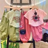 女童夏装套装儿童工装套装，韩版女宝宝夏季字母，休闲两件套夏装