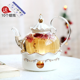 花茶壶 蜡烛加热水果茶壶套装 耐热玻璃下午茶花果茶壶