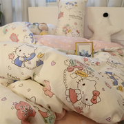 正版hellokitty猫四件套全棉纯棉床单被套卡通床上用品三件套可爱