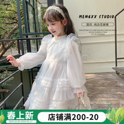 女童春装连衣裙2024白色裙子儿童中国风纱裙女宝宝春季公主裙