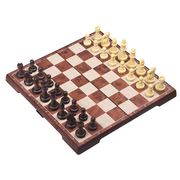 ub友邦大号仿木制国际象棋套装，西洋跳棋64格磁性塑料棋子折叠棋盘
