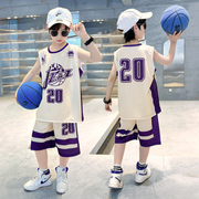 男童夏季背心篮球服2023儿童nba，爵士队速干训练球衣套装洋气9