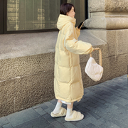 奶黄色羽绒服女2023冬季韩系甜美加厚保暖中长款90白鸭绒(白鸭绒)外套