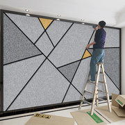 2023电视背景墙壁纸现代简约墙纸，几何线条壁画客厅，3d立体影视墙布