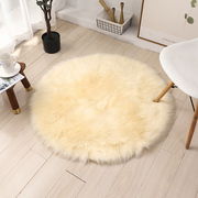 长毛圆形地毯客厅地垫仿羊毛，电脑椅子毛毛圆地毯卧室床边毯白色