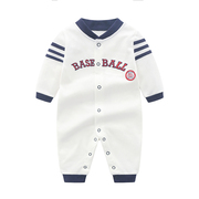棒球服男宝宝连体衣婴儿0-1岁衣服，春夏纯棉长袖，哈衣春季春装爬服