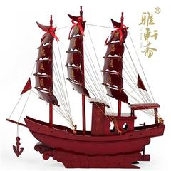 红木船工艺品 一帆风顺摆件 实木质手工帆船模型85cm官船