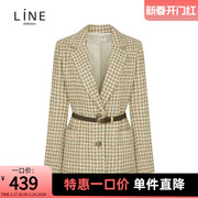 LINE女装韩国商场同款秋季系带千鸟格西装夹克外套AWJKLA0100