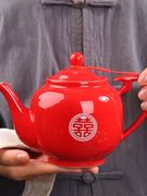 结婚红色陶瓷茶具套装婚庆敬茶杯子喜碗茶壶改口茶杯新婚陪嫁