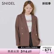 SNIDEL秋冬款经典复古纯色翻领双排扣西装外套SWFJ224012