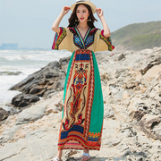 云南旅游穿搭泰国民族，风连衣裙子三亚海边度假沙滩，裙波西米亚长裙