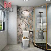 现代浴室卫生间花砖花片，艺术瓷砖背景墙岩板带花墙砖植物拼图壁画