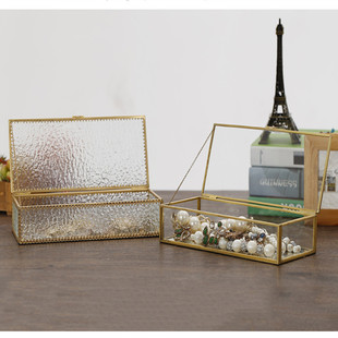 欧式透明玻璃首饰盒防氧化饰品盒复古珠宝展示水晶消磁桌面收纳盒