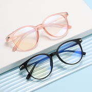 2023年韩版时尚眼镜框个性平光镜透明果冻色复古框架圆脸显瘦
