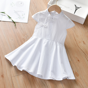 女童连衣裙儿童小白裙2021长裙，夏季童装古装白色裙子女宝宝公主裙