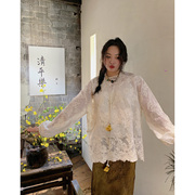 Dazi金大支新中式女装两件套蕾丝衬衫2024春款中国风复古上衣