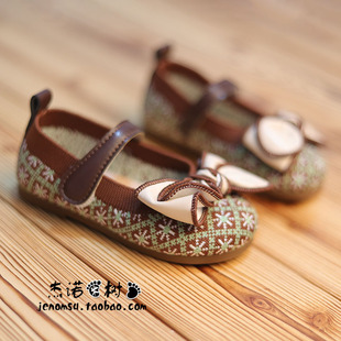 女宝布鞋1-2-3-4岁6秋季防滑软底单鞋，女童公主皮鞋韩版潮儿童鞋子