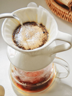 V60陶瓷咖啡滤杯锥形单孔螺纹滤杯滴滤冲杯家用 手冲咖啡套装组合