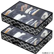 床底鞋子收纳盒透明打包收纳箱，可折叠无纺布格子收纳鞋盒
