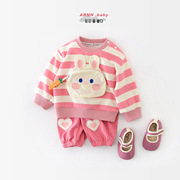 女宝宝超萌卫衣，套装春季洋气卡通，可爱婴幼儿洋气运动裤两件套