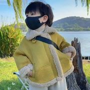 男童加绒外套2023冬季韩版洋气宝宝加厚机车服儿童秋冬装