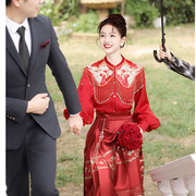 新中式国风订婚马面裙敬酒服套装，女秋季新娘结婚礼服汉服2023