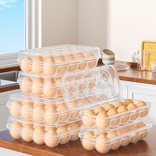 鸡蛋盒冰箱保鲜收纳盒蛋托蛋架防震厨房放鸡蛋保鲜盒塑料家用蛋格