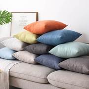 加厚纯色棉麻抱枕客厅沙发床头靠垫办公室靠背垫腰枕抱枕套不含芯