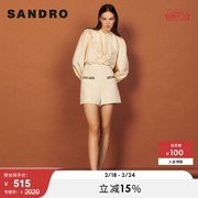 SANDROOutlet女装法式个性精致对称口袋针织白色短裤SFPSH00183