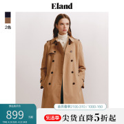 Eland衣恋风衣外套女美拉德学院风翻领双排扣大衣外套上衣