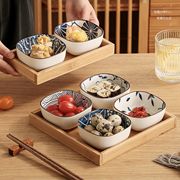 日式陶瓷小吃碟寿司碟子蘸料碟小菜前菜碟带托盘商用调味碟和风碟
