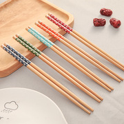 10双家庭套装竹筷子天然无漆无蜡樱花木质快子 中式实木筷子家用