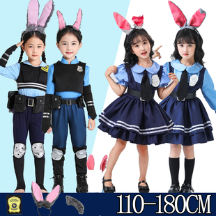 兔子警官衣服儿童cos服连衣裙，朱迪兔洛丽塔，男女童表演服春夏秋冬