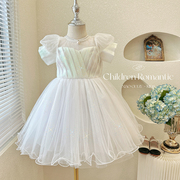 女童连衣裙夏季小女孩洋气白色礼服表演纱裙儿童六一蓬蓬公主裙子