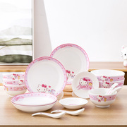 hellokitty陶瓷餐具套装，家用碗盘组合可爱儿童专用碗高颜值女盘子