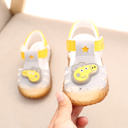 闪灯夏季女宝宝凉鞋0-3岁1包头韩版男童软底沙滩鞋婴儿鞋子潮
