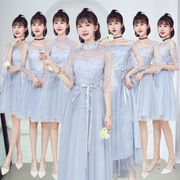 伴娘服仙气质女2023韩版姐妹，裙婚礼长短款灰色显瘦抖音同款夏