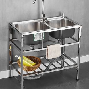 厨房304不锈钢水槽洗菜盆双槽单槽带支架水池，洗碗槽洗手盆池架子