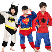 儿童蝙蝠卡通连体睡衣超侠演出服男女情侣亲子装可爱蜘蛛人家居服