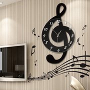 音乐音符北欧客厅家用时尚创意钟表个性石英装饰时钟静音艺术挂钟