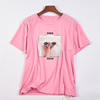 品质全棉短袖T恤衫女8.8H75437夏季纯色圆领粉色印花宽松休闲上衣