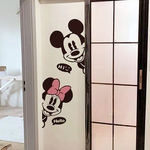 可爱卡通米奇墙贴纸，迪斯尼米老鼠创意搞怪贴画，防水磁砖橱柜玻璃贴