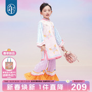 年衣童装女童旗袍，连衣裙春秋中式国风长袖，公主裙子儿童演出服