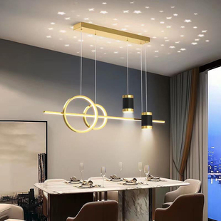 餐厅灯2023星空餐吊灯现代简约长条饭厅餐桌灯吧台灯创意灯具
