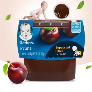 美国进口宝宝辅食gerber嘉宝1段婴儿水果泥，儿童西梅泥含膳食纤维