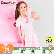 PawinPaw卡通小熊童装夏季女童短袖POLO领连衣裙公主风