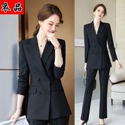 黑色职业装西装套装女长袖春秋2023高级感显瘦西服外套工作服