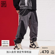 ablejeans束脚滑板裤男士，中国想象泼墨束脚运动牛仔裤830064